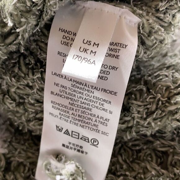 Pilcro Boxy Boat Neck Chenile‎ Oversized Chunky  Soft Cozy Sweater Green Cream M - Picture 9 of 10